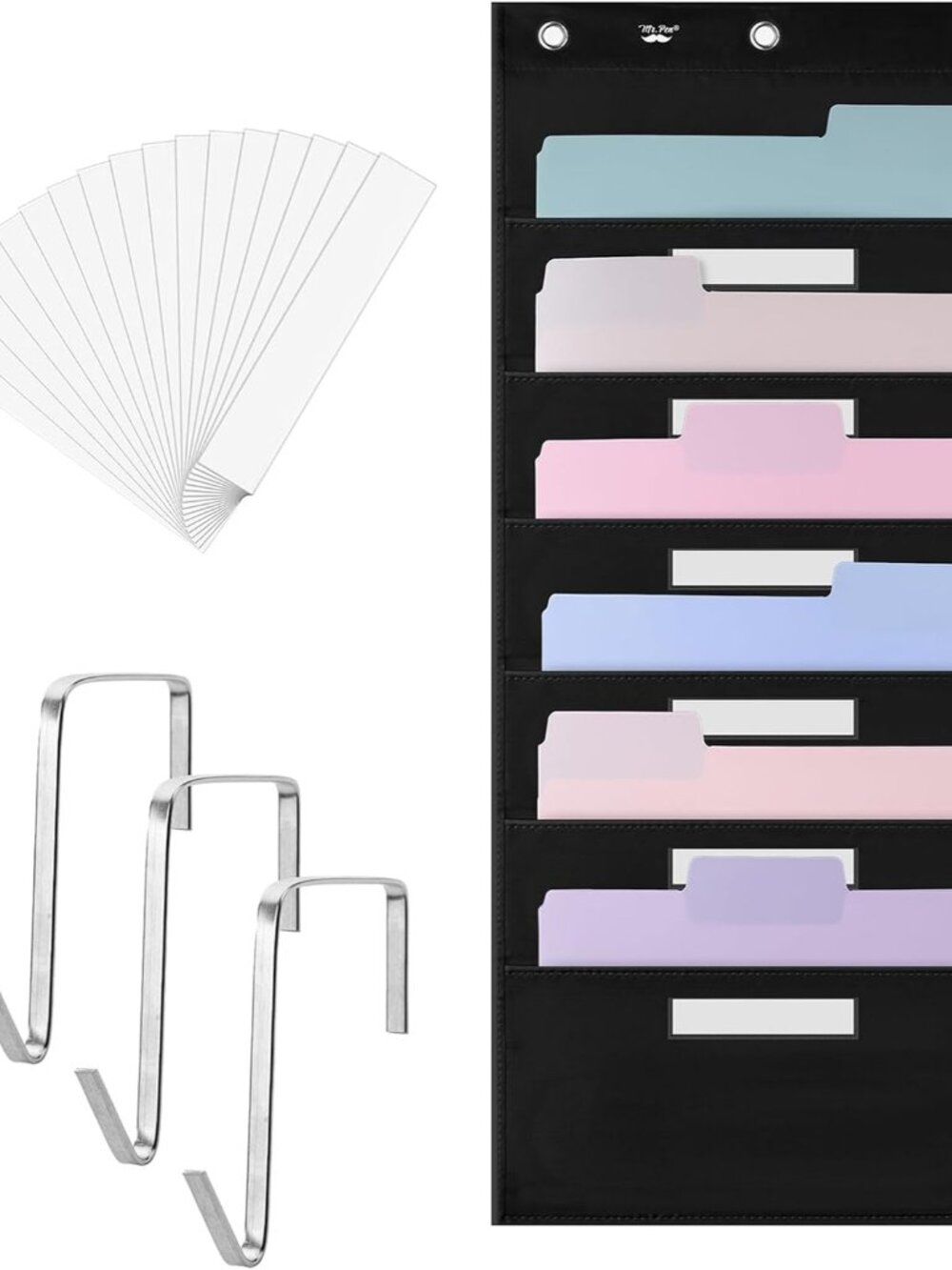 Hanging Wall File Organizer with 6 Name Tag, 6 Pocket